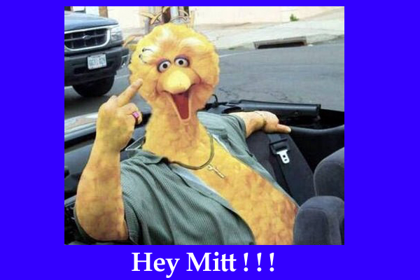 Bigbird giving Romney the finger